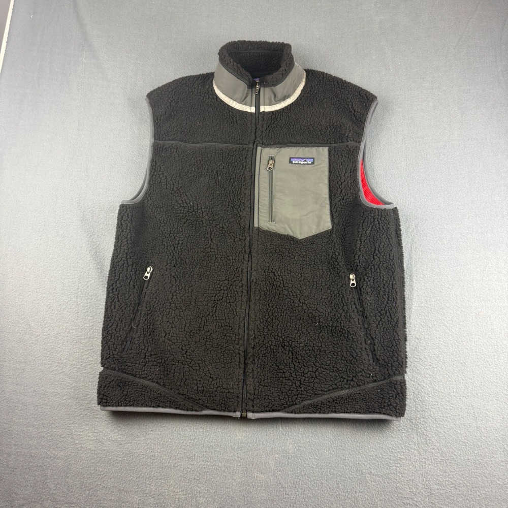 Patagonia Retro-X Fleece Vest Men's L Black Classic Full Zip Sherpa Lined Gorp